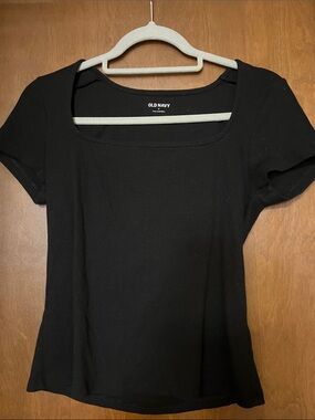 Old Navy Black Short Sleeve Square Neck Tee